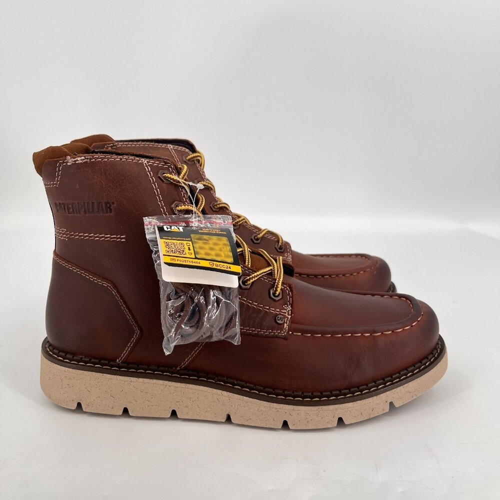 CAT Mens Covert Round Toe Lace up Boots Brown Size 11.5M New In Box - Picture 2 of 16